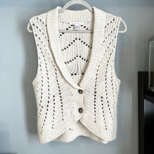 CAbi Angora-Blend Sweater Vest (Cream) S